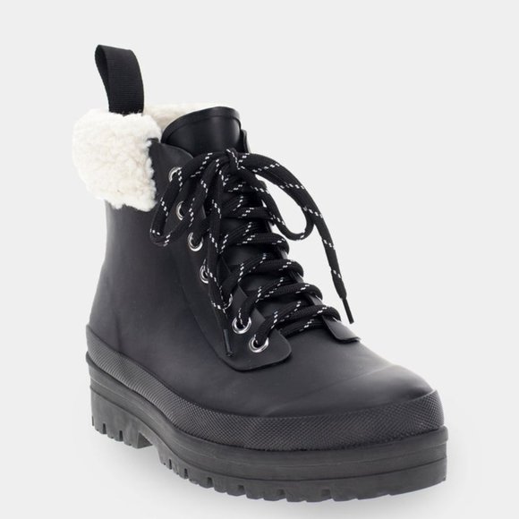 Chooka Redmond Hiker Boots Faux Fur Lace Up Bootie Waterproof Black Size 9 NEW - Picture 1 of 7